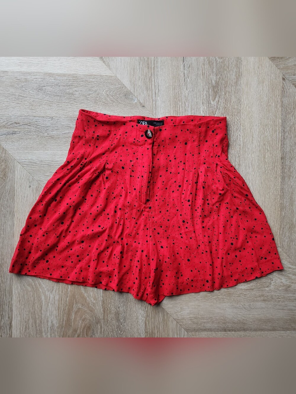 Zara Red Polka Dot High Waist Shorts Size M